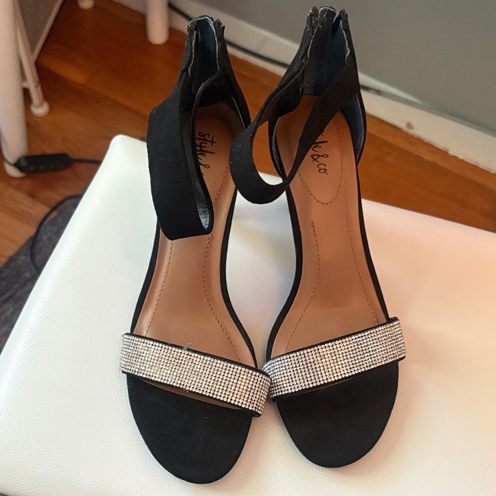 Style & Co. Black Heels with Silver Accents